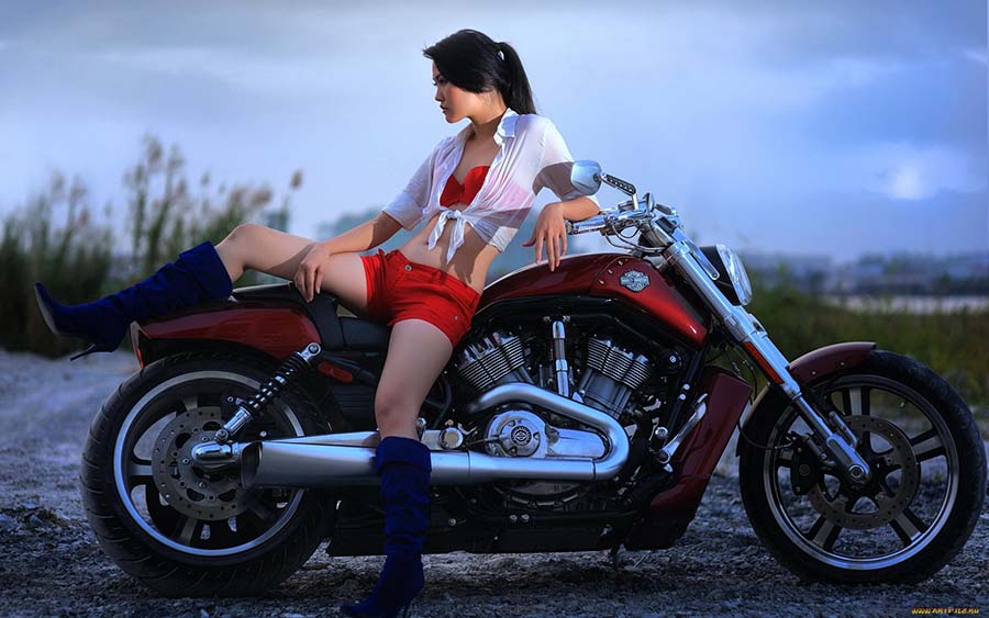 Beautiful girls and motorcycles in Johor Baru